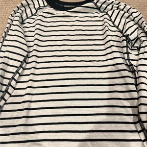 Marine Layer Women’s Reversible Striped Black and White Long Sleeve Shirt